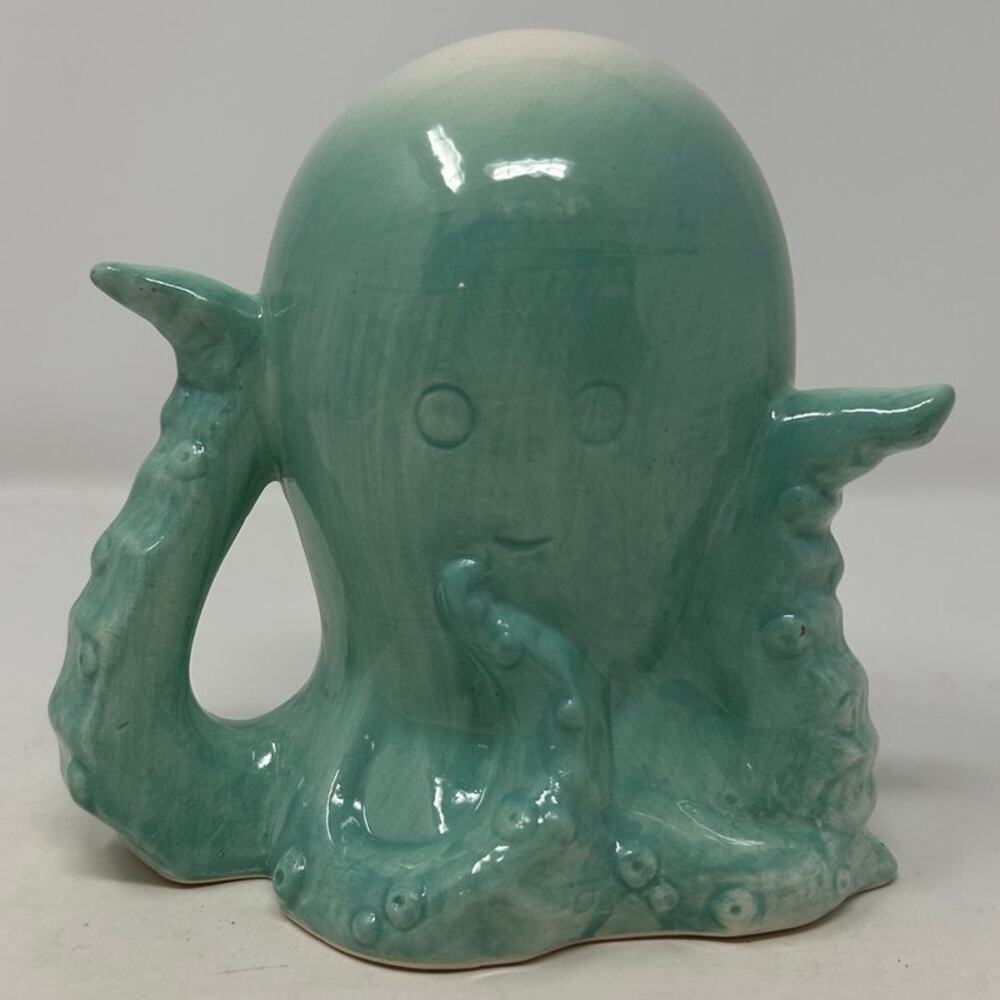 Green Ceramic Octopus with Four Tentacles One Can Be‎ Used As a Handle